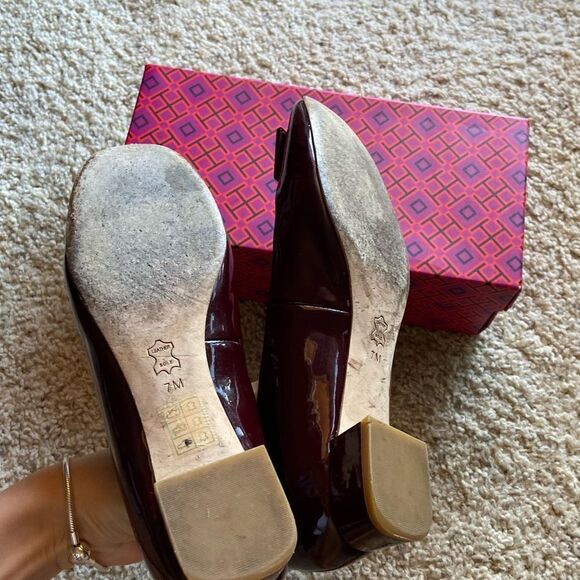 Tory Burch Gigi Burgundy Red Midi Heel Pump Size 7 - Picture 15 of 15